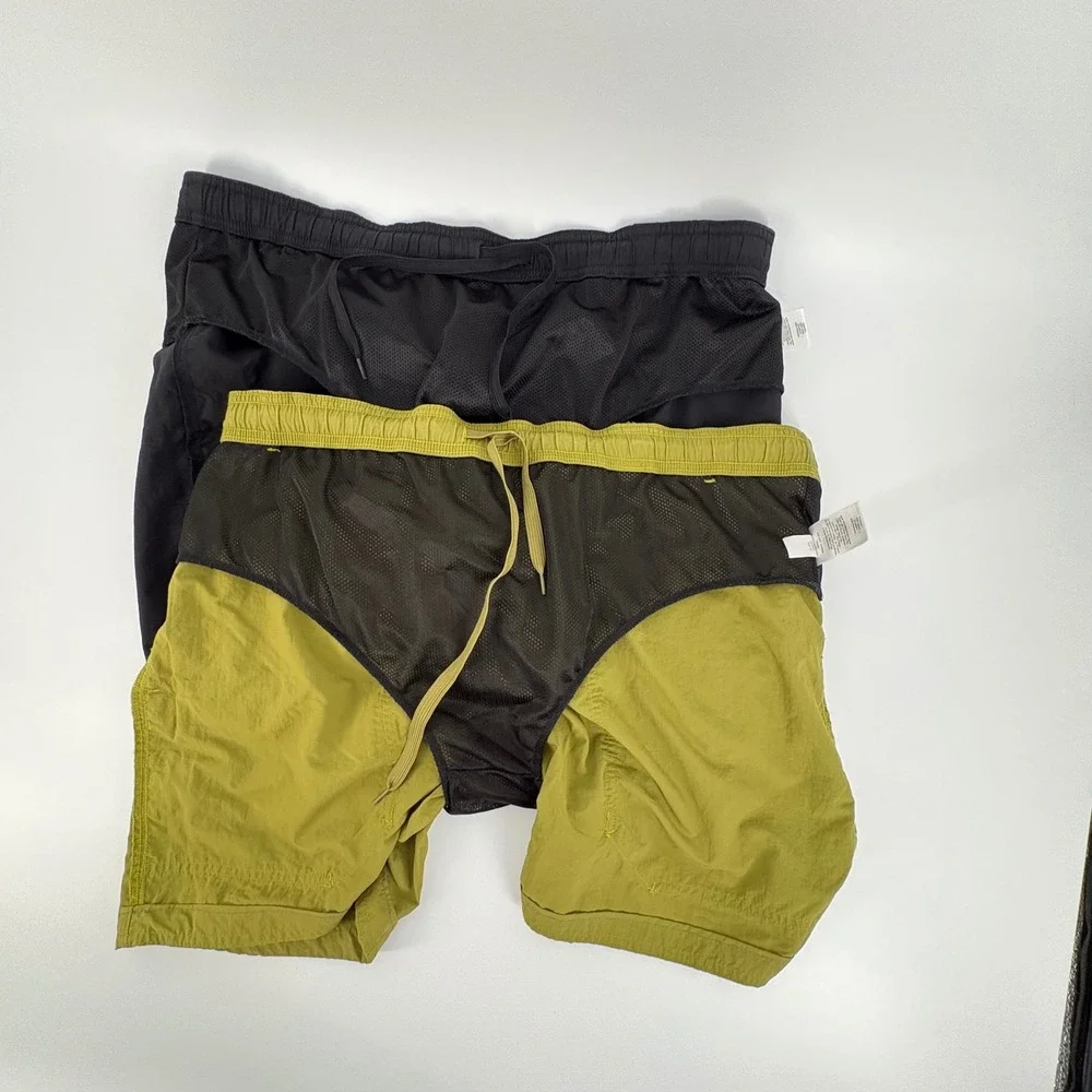 Eddie Bauer Swim Trunks Mens XL Black Olive Green 2 Pack Mesh Lined Cargo Pkts‎